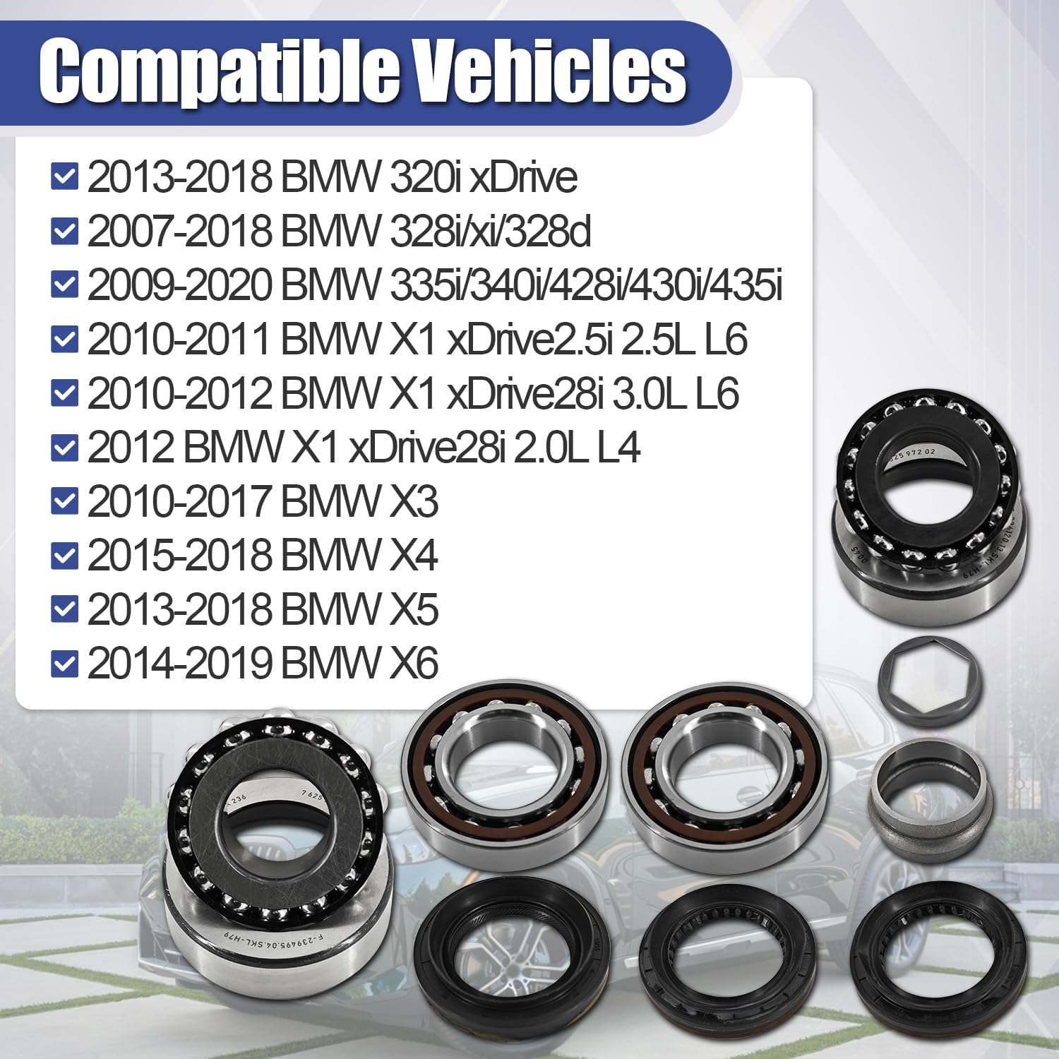 31507533971 Front Differential Bearings Repair Kit Compatible with 2006-2020 BMW xDrive For X1 X3 X4 X5 X6 328i 335i 528i 535i 550i xDrive