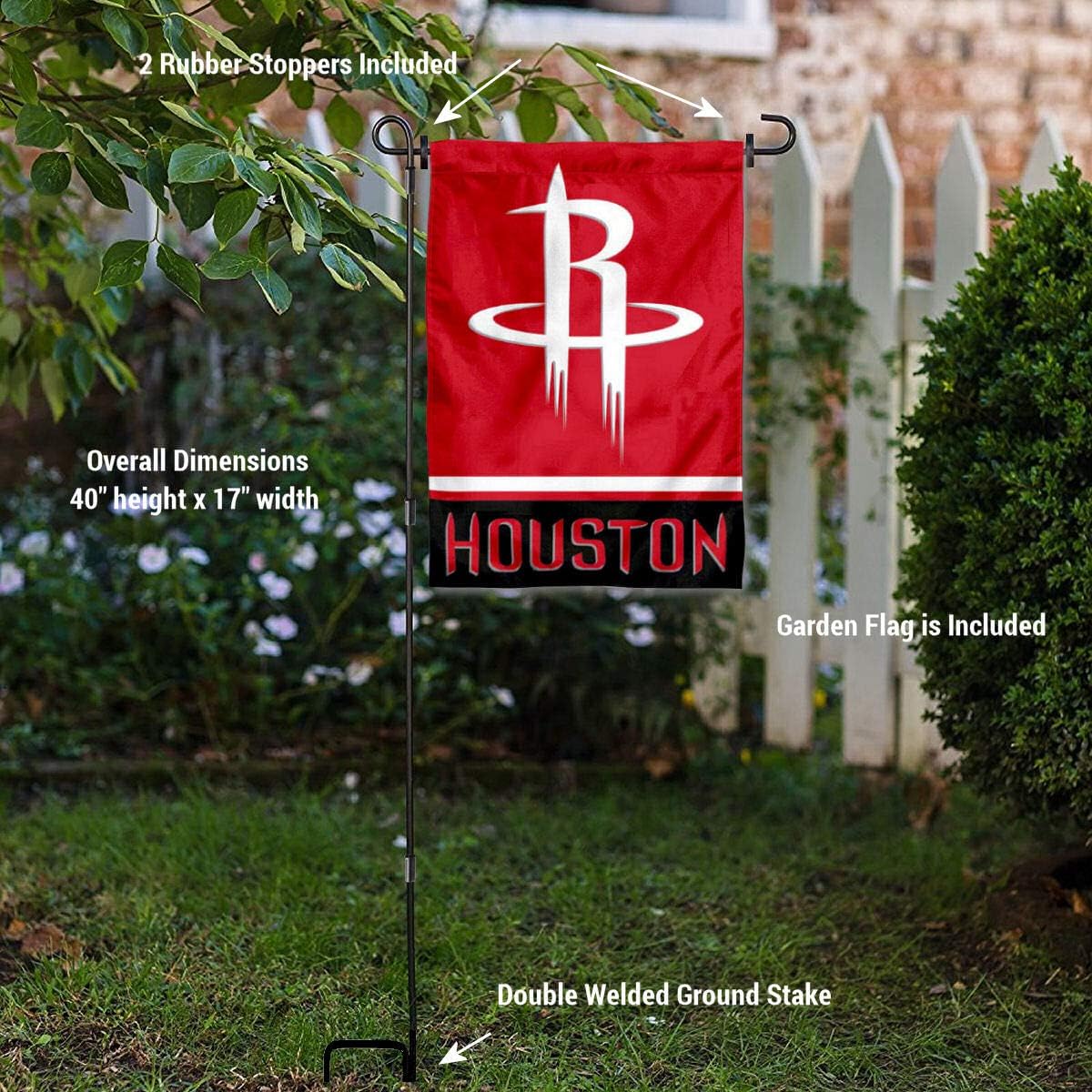 Houston Rockets Garden Flag with Stand Holder