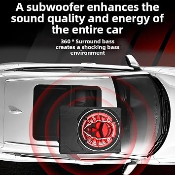 Yctze 10 Inch 800W Car Subwoofer Slim Active Powered Under Seat Car Subwoofer with LED Ambient Light Built in Amplifier