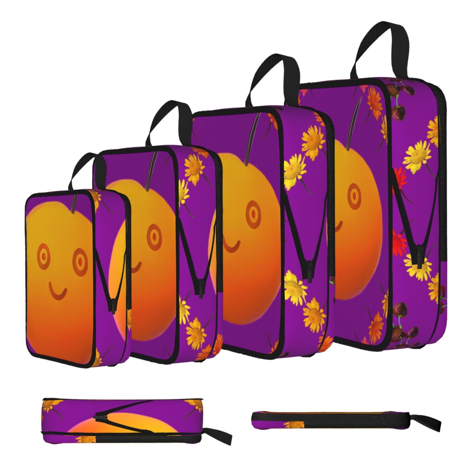 Smiley Orange Compression Packing Cubes 4 Piece Set