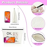 Vista 2 de Mxrymvu Mahjong - Bolsa de maquillaje para niñas, regalo para amantes de Mahjong, bolsa de cosméticos, regalos de jubilación para ella, Beige, Bolsa