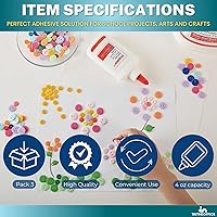 Vista 7 de 1InTheOffice Pegamento escolar, pegamento blanco, 4 oz. 4.0 fl oz, lavable, no tóxico, paquete de 3