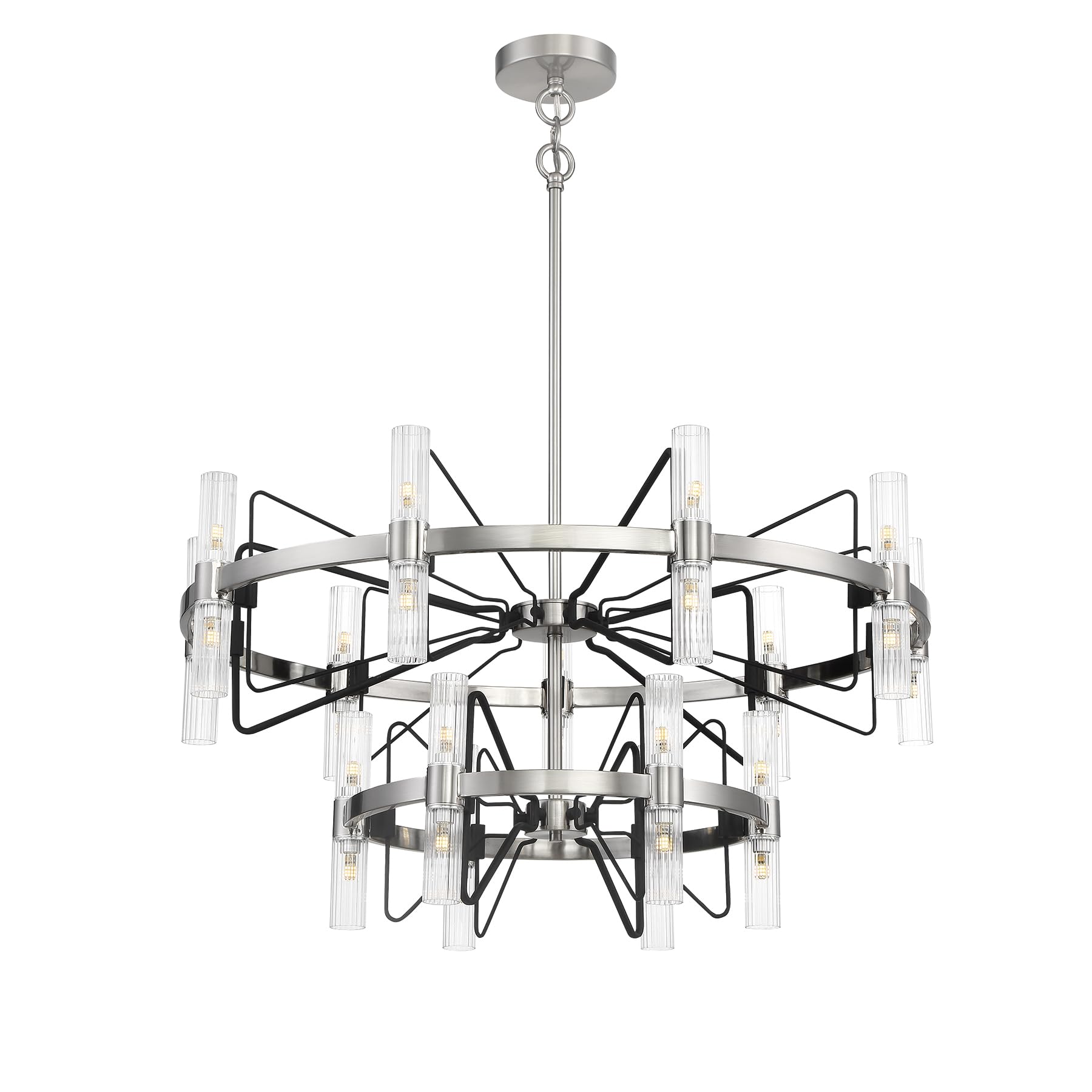 George Kovacs P7879-420-L Mass Transit Pendant, 30-Light 1200 Total Watts, Brushed Nickel with Sand Coal
