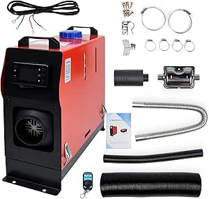 NAIZY Diesel Luchtverwarmer 12V 8KW Diesel Standkachel met LCD-scherm en Afstandsbediening en Hendelschakelaar Air Diesel Heater voor Auto Vrachtwagen RV Bus (Type A, Zwart Rood