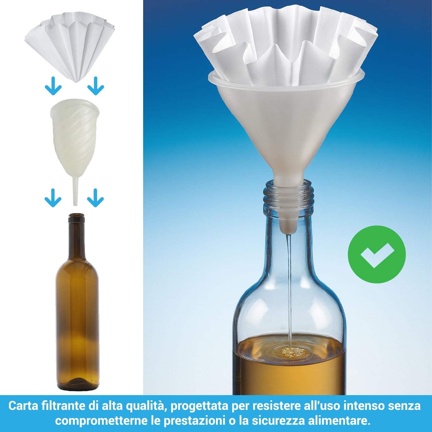 CRISALIDE Filtros de papel para destilados Ø 40 cm – Paquete 10 unidades – Filtros alimenticios para vino, licores, zumos