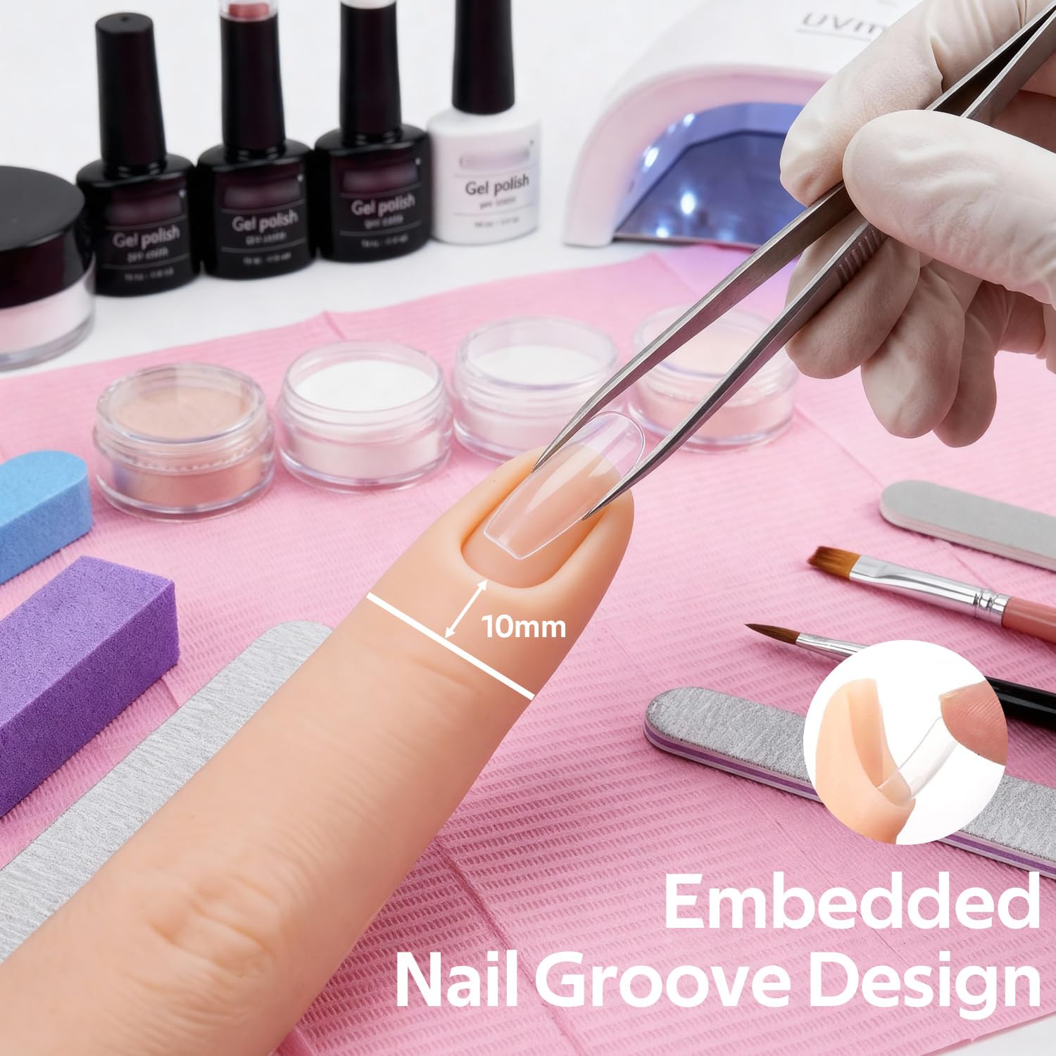 Silikonowe palce do ćwiczeń dłoni, trening paznokci, zginany elastyczny silikonowy model do ćwiczeń palców, silikonowy palec, do paznokci akrylowych, manicure, sztuka, tryb palców, 2 szt., kolor skóry