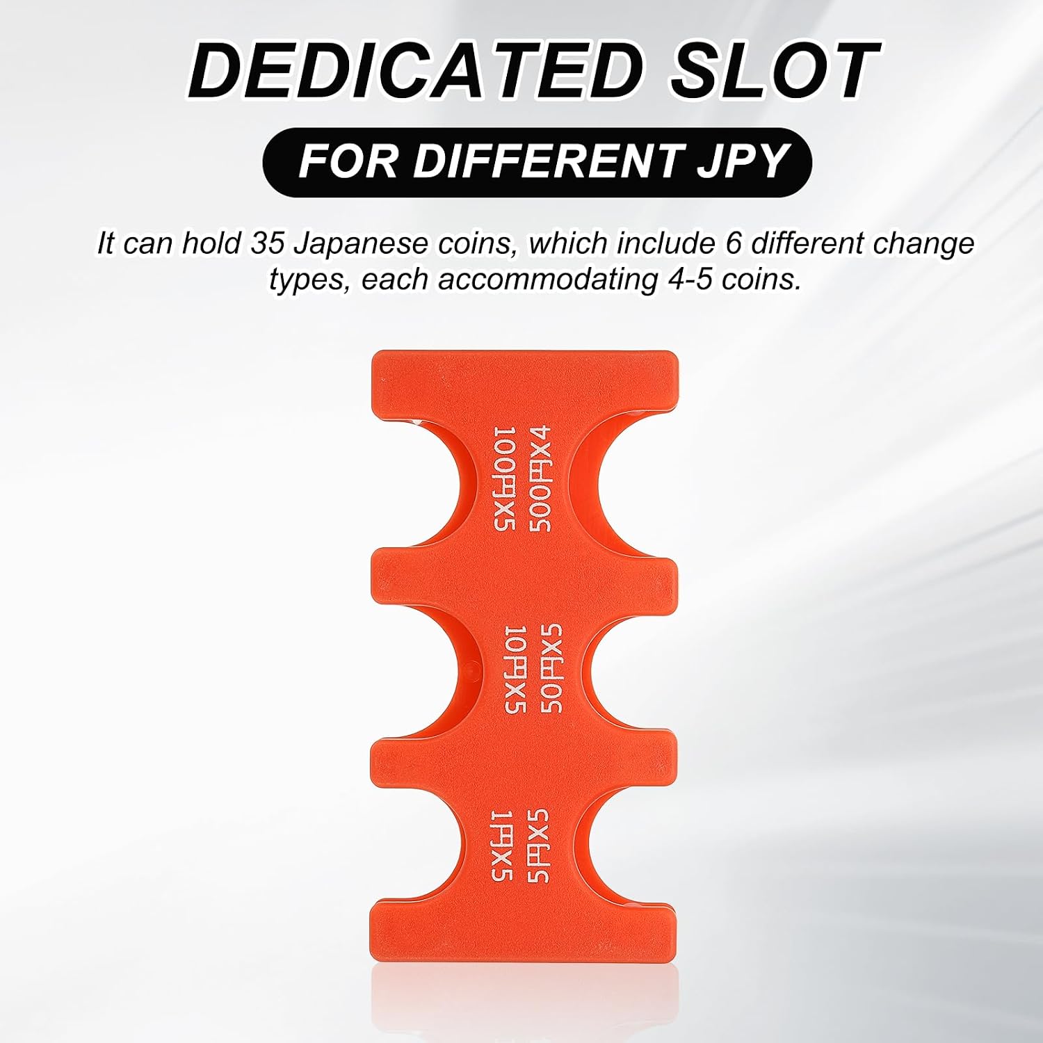 PATIKIL 2Pcs Japanese Coin Holder, Portable JPY Coin Organiser Dispenser Coin Hard Case Storage 6 Slots, Great for Home, Office, Collection, Yellow,Orange image 3