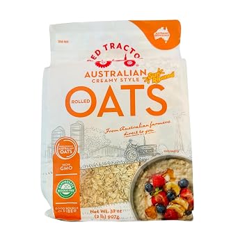 Rolled Oats 32 oz 2 lb Whole Grain, Non-GMO, Glyphosate-Free, High in Fiber, Australian Style Creamy Oats