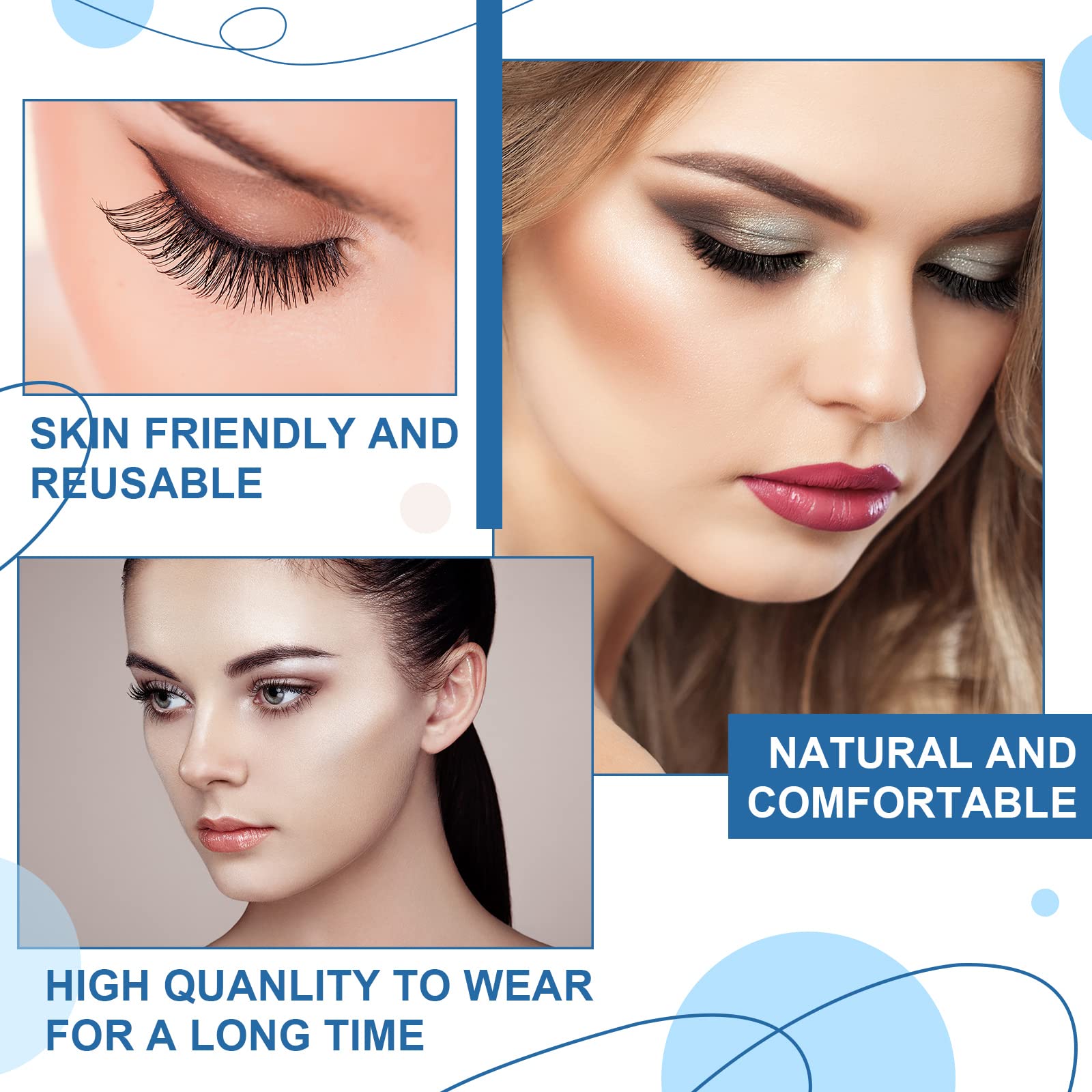 32 Pairs Self Adhesive Eyelashes with Tweezers, Reusable Adhesive False No Glue Natural Look Fake Waterproof Pre Glued Eyelashes Bulk for Women Girls Gift