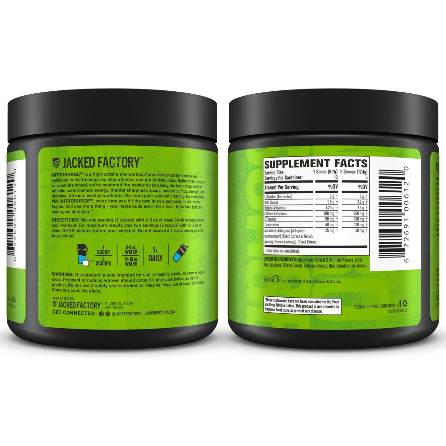 Jacked Factory NITROSURGE Pre Workout Supplement - Endless Energy, Instant Strength Gains, Clear Focus, Intense Pumps - NO Booster & Preworkout Powder with Beta Alanine - 10 Servings, Blue Raspberry — Amazon image 10