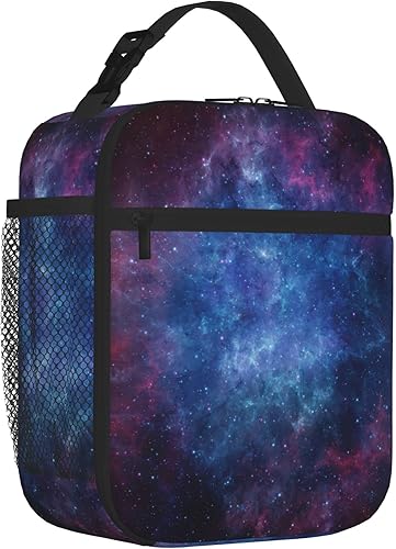 Bolsa de almuerzo con diseño de galaxia, reutilizable, aislada, de gran capacidad, para niños, mujeres, hombres, bolsa enfriadora, duradera con