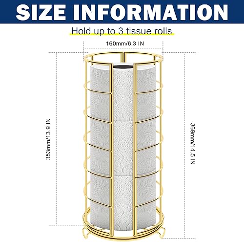 Miniatura 2 de NearMoon Soporte organizador de papel higiénico, almacenamiento de 3 rollos de papel higiénico, accesorio de baño de metal, soporte de rollo