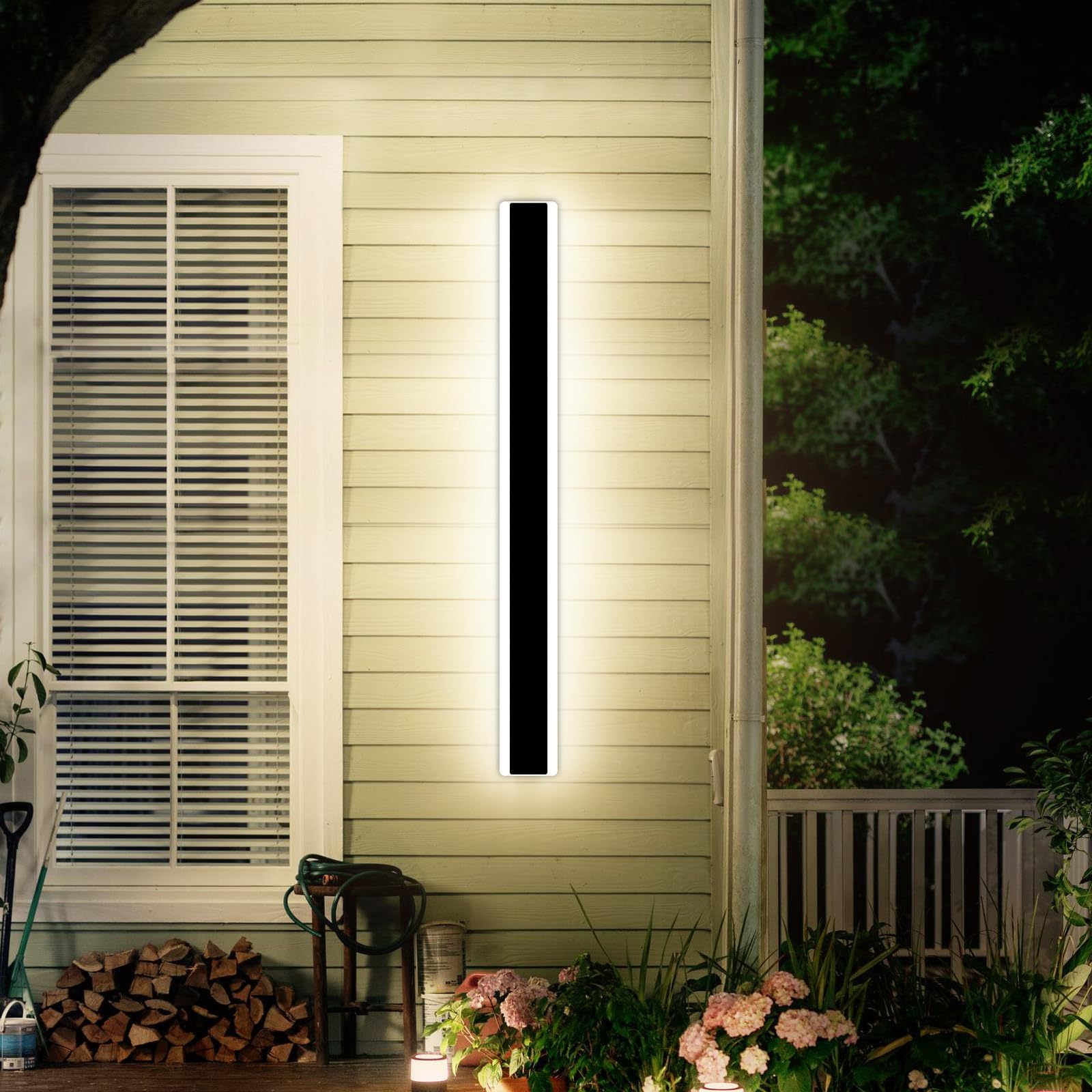 Exteriores Lampara de Pared LED Interior Aplique de Pared IP65 Impermeable Iluminación de Pared Moderno Largo Tira Lámpara de Pared Acrílico Aluminio Cerca Porche Pared Patio (Luz Cálida,120cm 68w)
