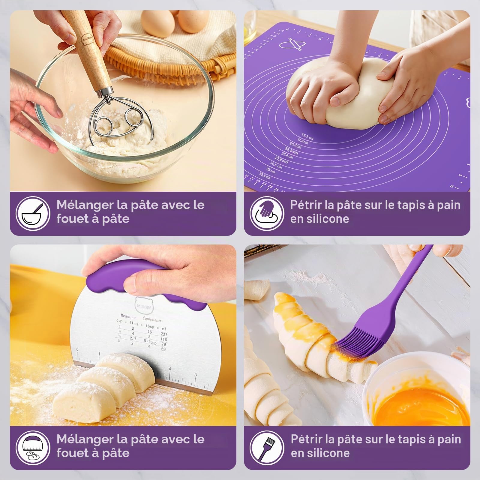 16 Pièces Banneton Pour Painm, Fouet à Pâte, Lame à Pain