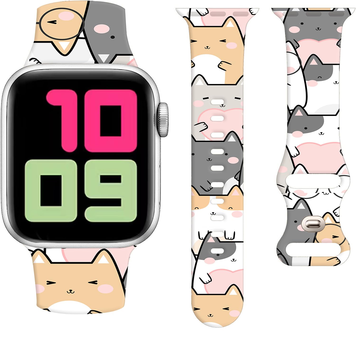 Cute Watch Band Compatible with Apple Watch Band 38mm 40mm 41mm 42mm Men Women,Soft Silicone Strap Replacement Sport Wristbands Compatible with iWatch