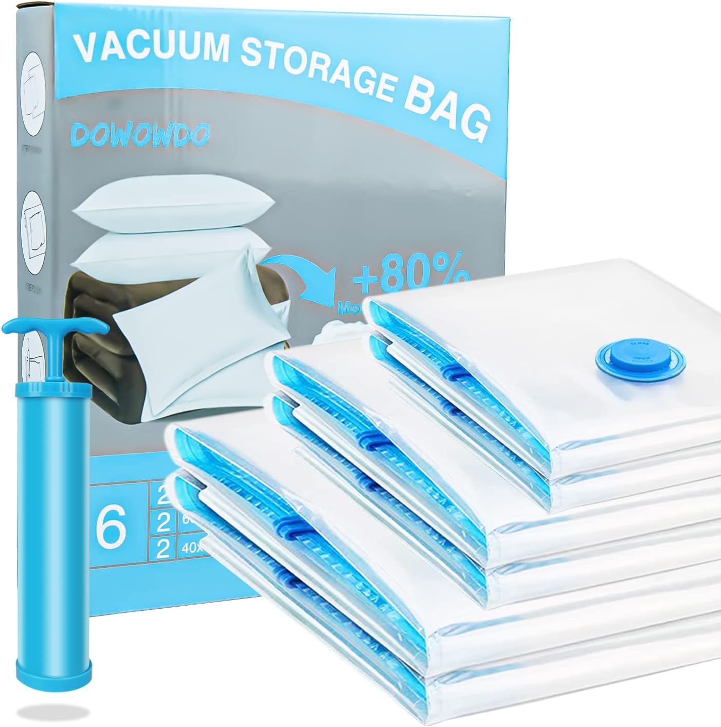 Vacuum Clothes Storage Bags with Zip and Pump, Large Storage Bags for