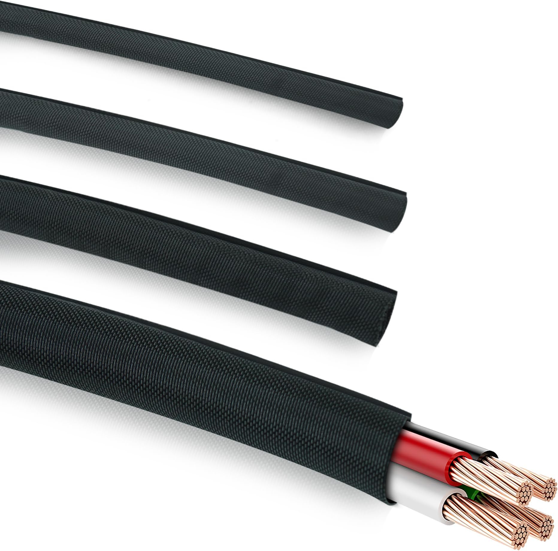 118 Inch Split Loom Flexible Conduit Cable Management,Braided Cord Protectors from Pets No Chew,Wire Sleeve Tubing Cord Organizer (3/8"-10ft)