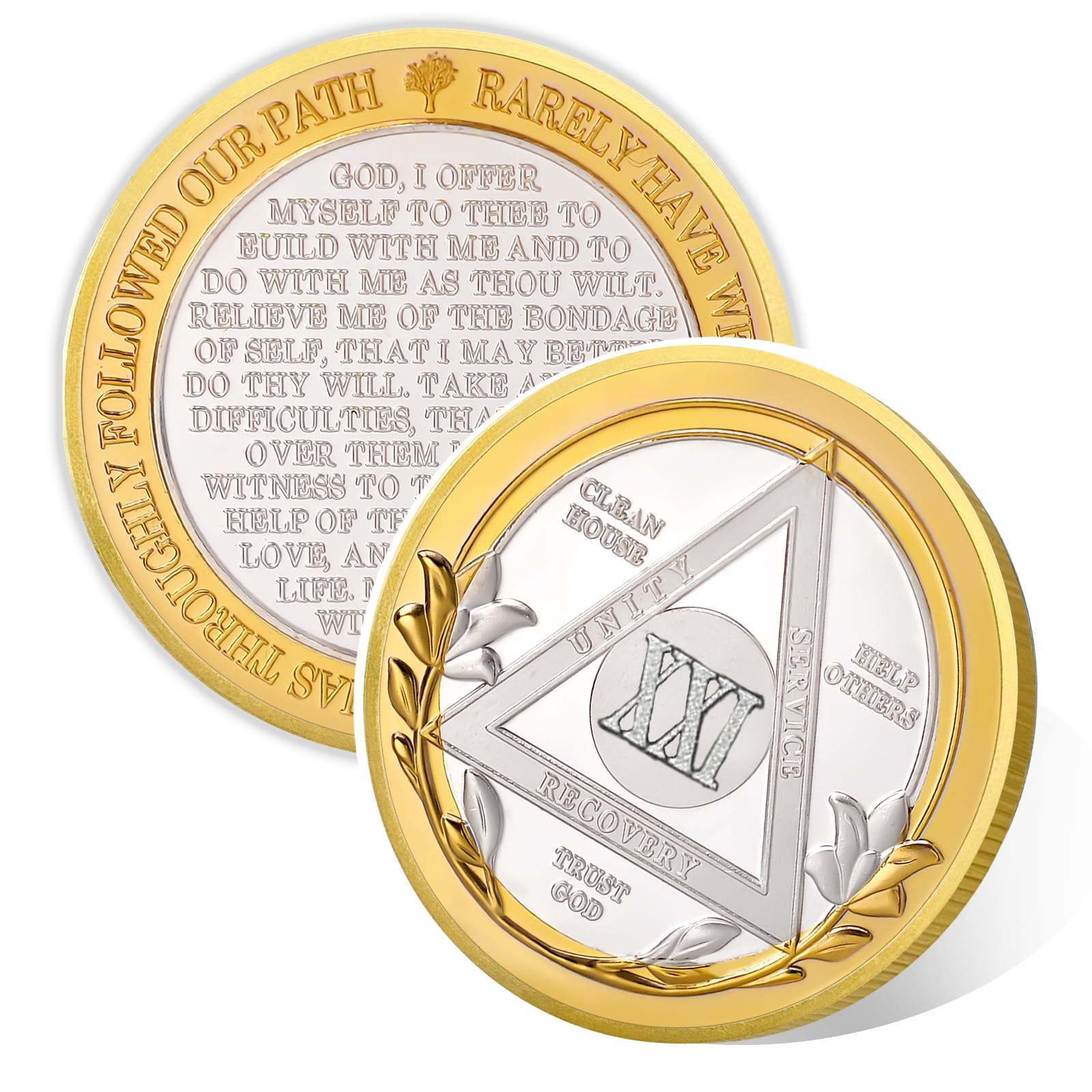 Victory Path 21 Year Sobriety Coin, Affirmation AA Recovery Chips