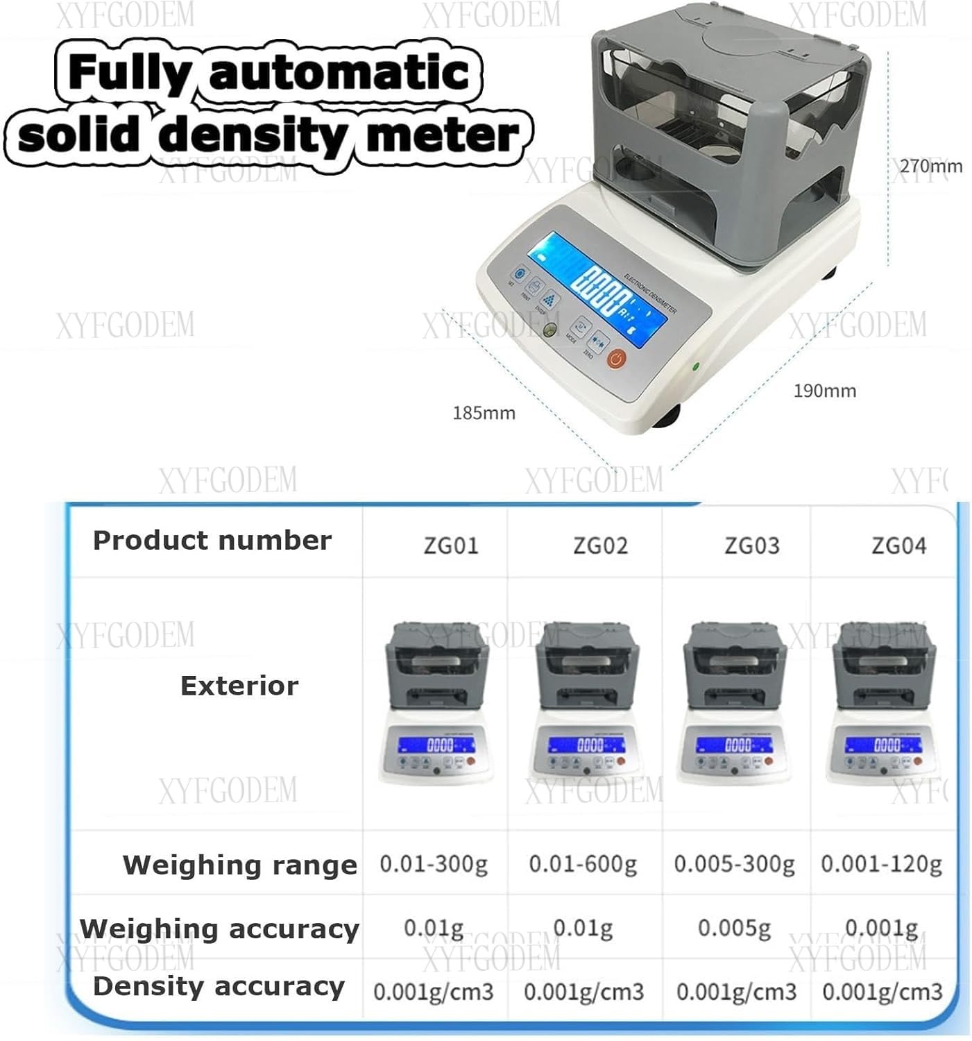 Densímetro Electrónico de Alta Precisión para Goma, Plástico, Metal – Medidor Densidad Sólida con Pantalla RS-232 y Compensación Temperatura, Ideal para Laboratorio Control Calidad