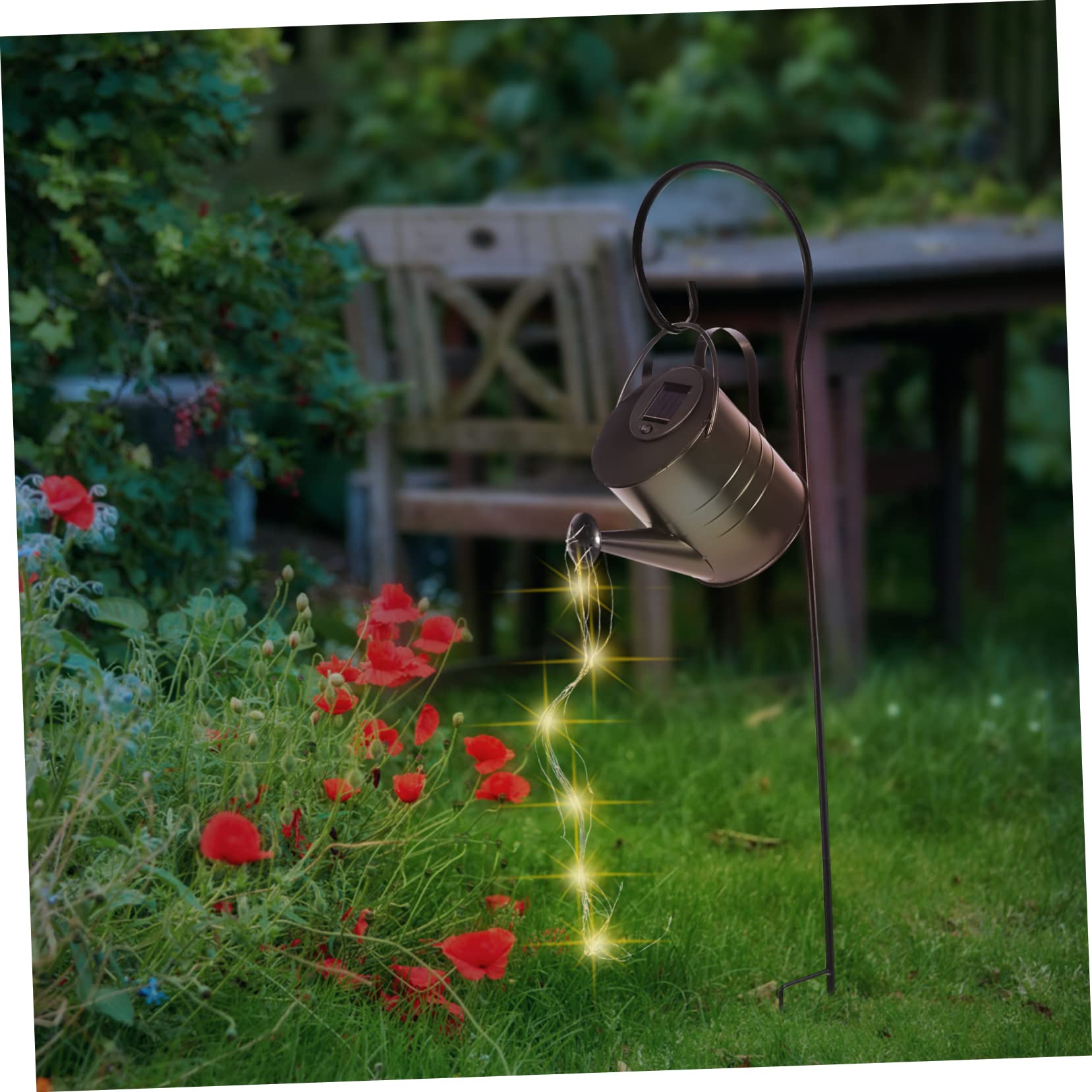 IWOWHERO Led Solar Light Garden Watering Can Lamp Yard Landscape Light Solar Garden Decor Black Watering c