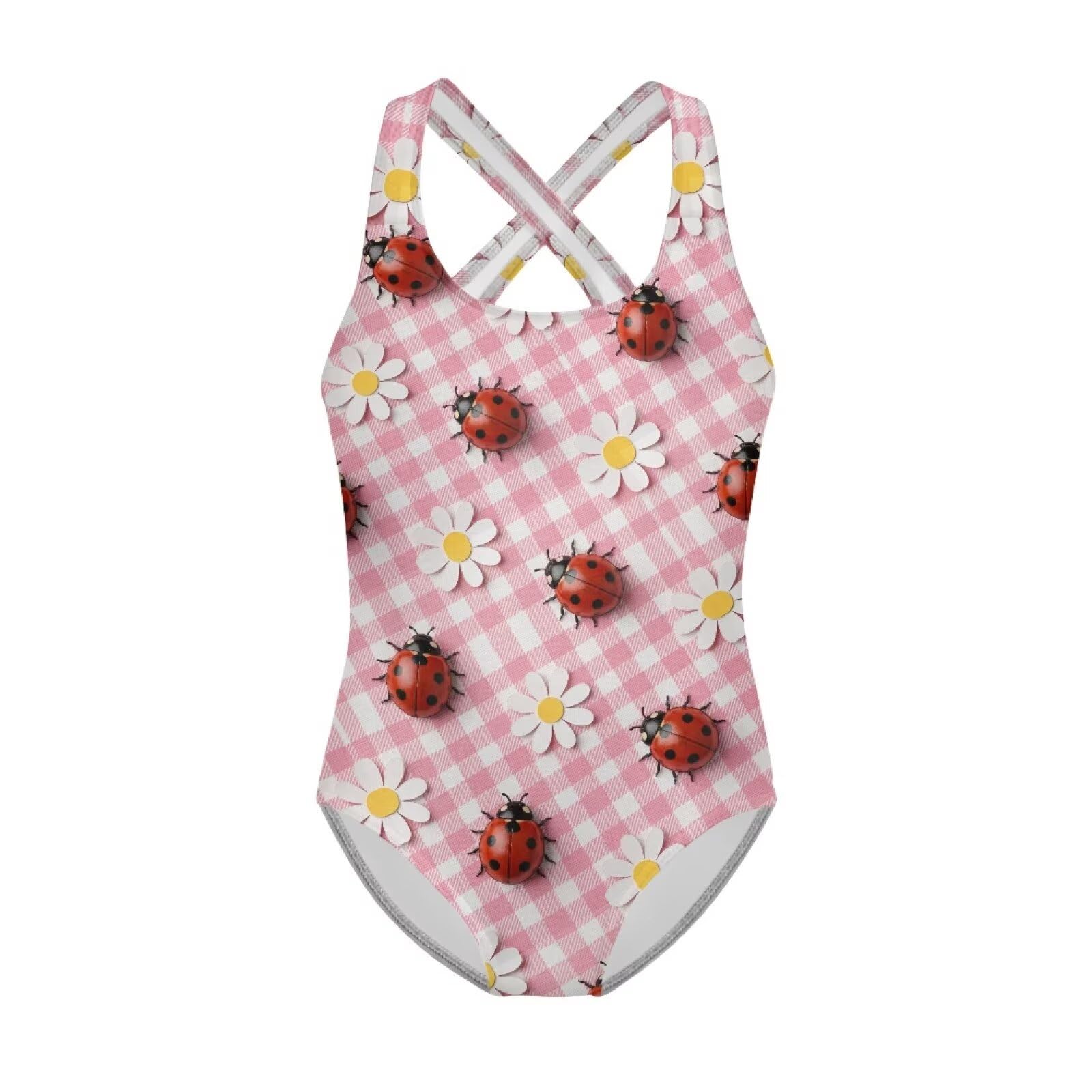 Girls Swimsuit Criss Cross Back 1-Piece Summer Beach Swiwmear
