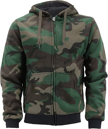 vkwear Mens Premium Athletic Soft Sherpa Lined Fleece Zip Up Hoodie Sweater Jacket