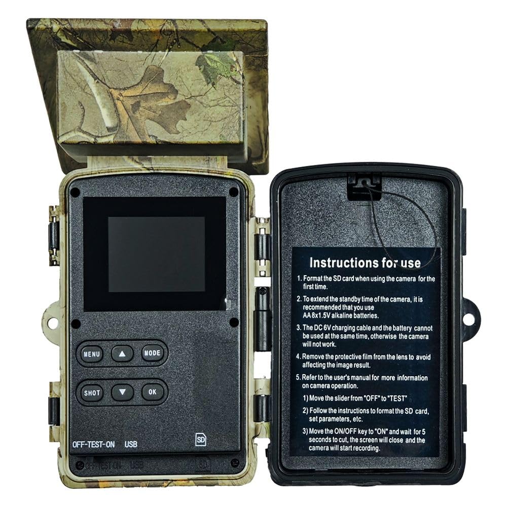 Solar Wildkamera 5K HD 60MP mit Nachtsicht & WLAN-App, 5200mAh Akku + Solar, 0.2s Auslöser, 120° IP67 Wasserdicht, Bewegungsmelder für Outdoor-Tierüberwachung