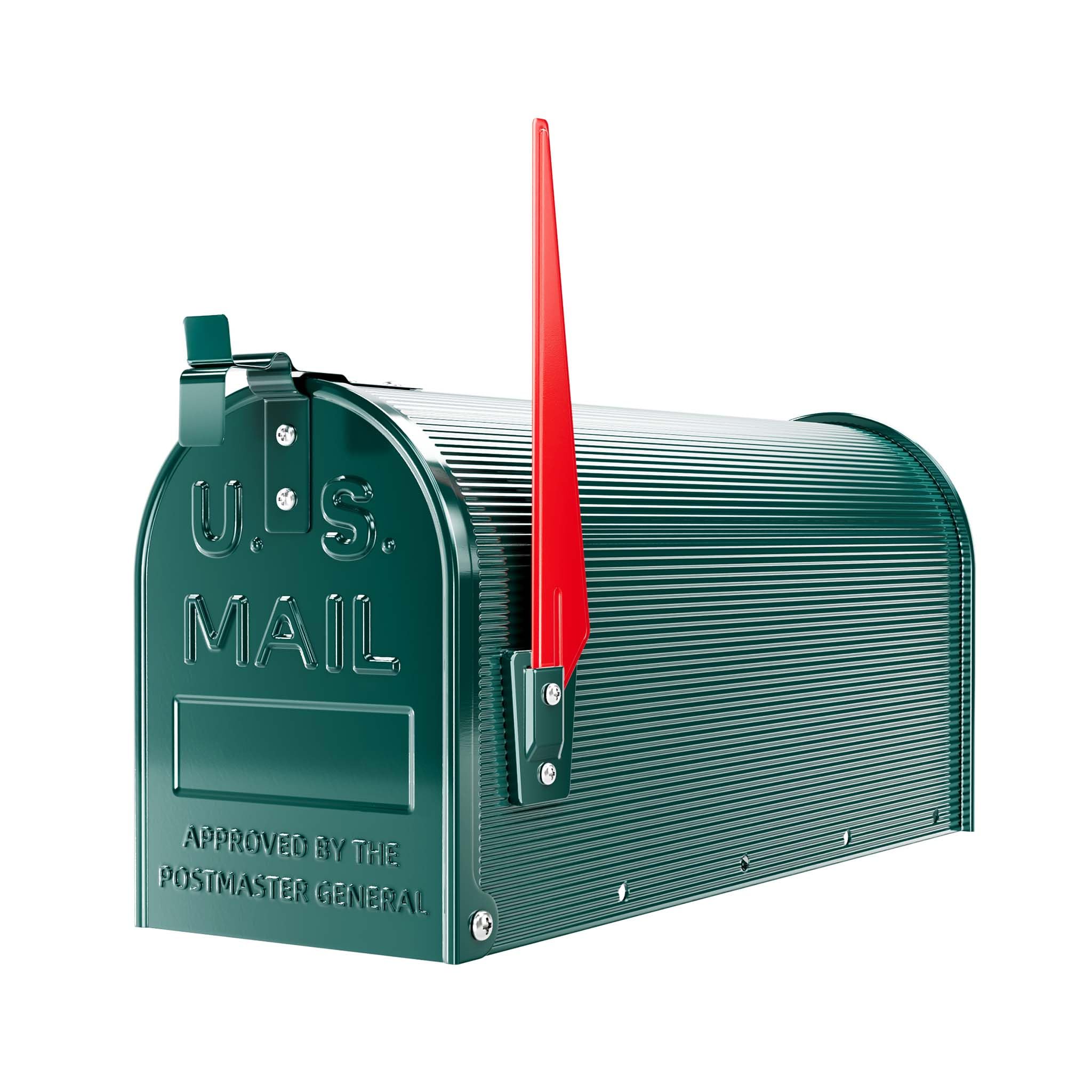 Wiltec US Mailbox grün 150 x 513 x 223 mm, amerikanischer Briefkasten mit Fahne, Wandbriefkasten oder Standbriefkasten Stahl amerikanisches Design