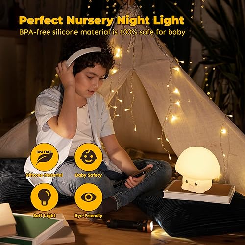 Miniatura 5 de Luz nocturna LED blanda de animales, lámpara de guardería regulable de 2 niveles, lámpara táctil recargable, bonita decoración de dormitorio, regalo