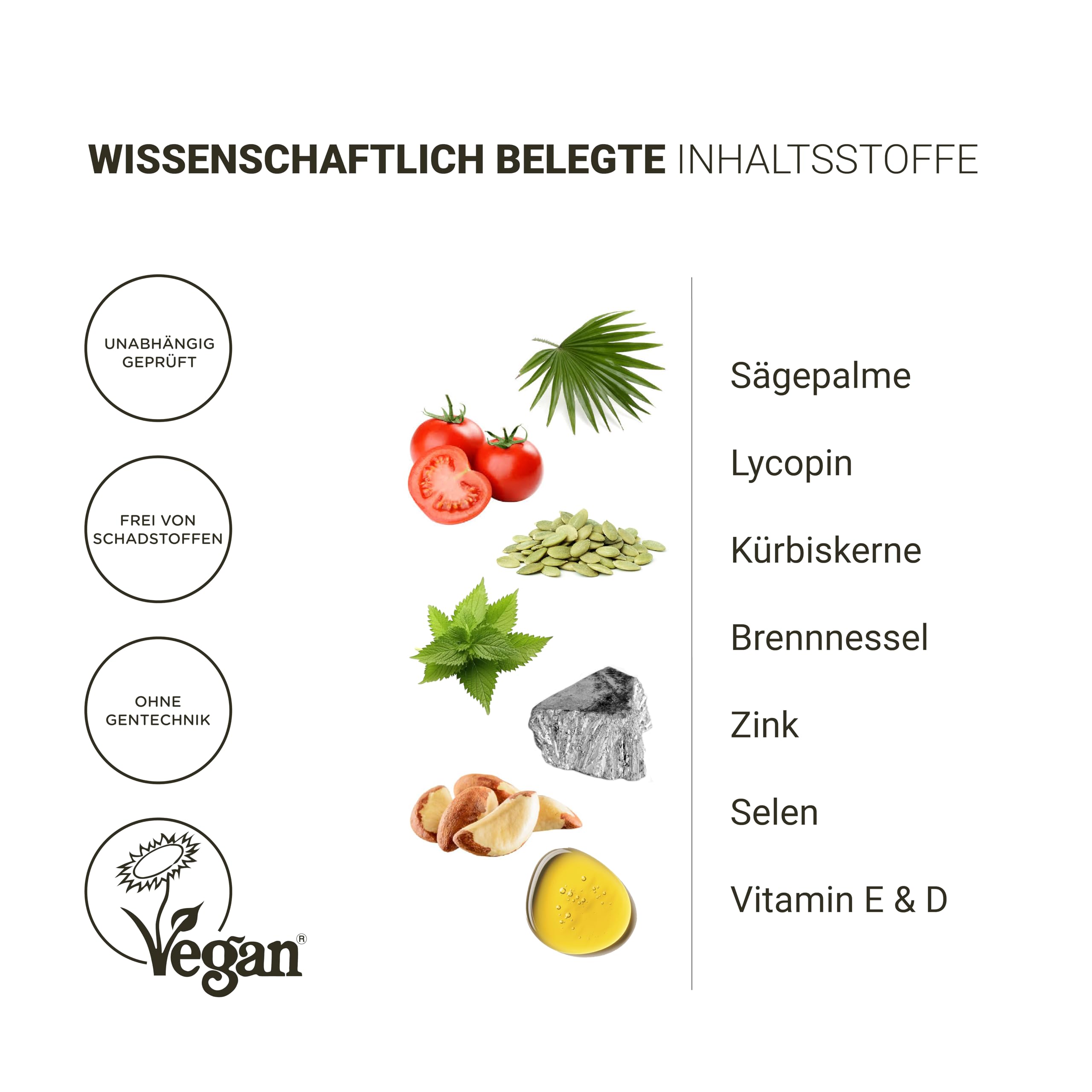 Nullure Prostata Komplex Kapseln | Unabhängig getestet | Kürbiskernextrakt + Sägepalmenextrakt + Brennnessel + Lycopin | Vegan & Ohne Zusätze | Prostate | 120 Stück 2 Monate | Hergestellt in Barcelona