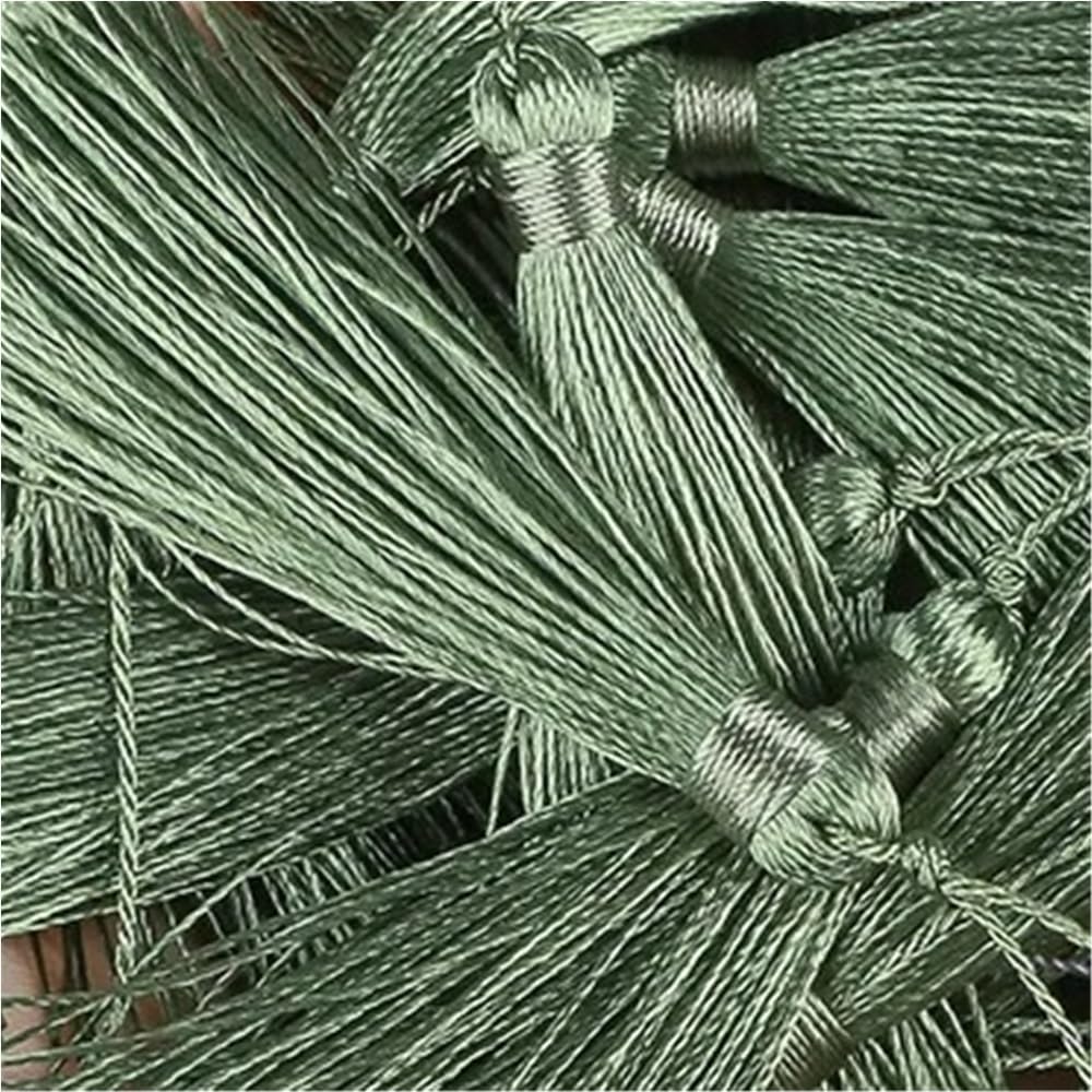 Handmade Tassel 50pcs 9.5cm/3.75 Inch Key Tassels, Polyester, DIY Handmade Bookmark for Crafts Accessories of Home(GREEN)
