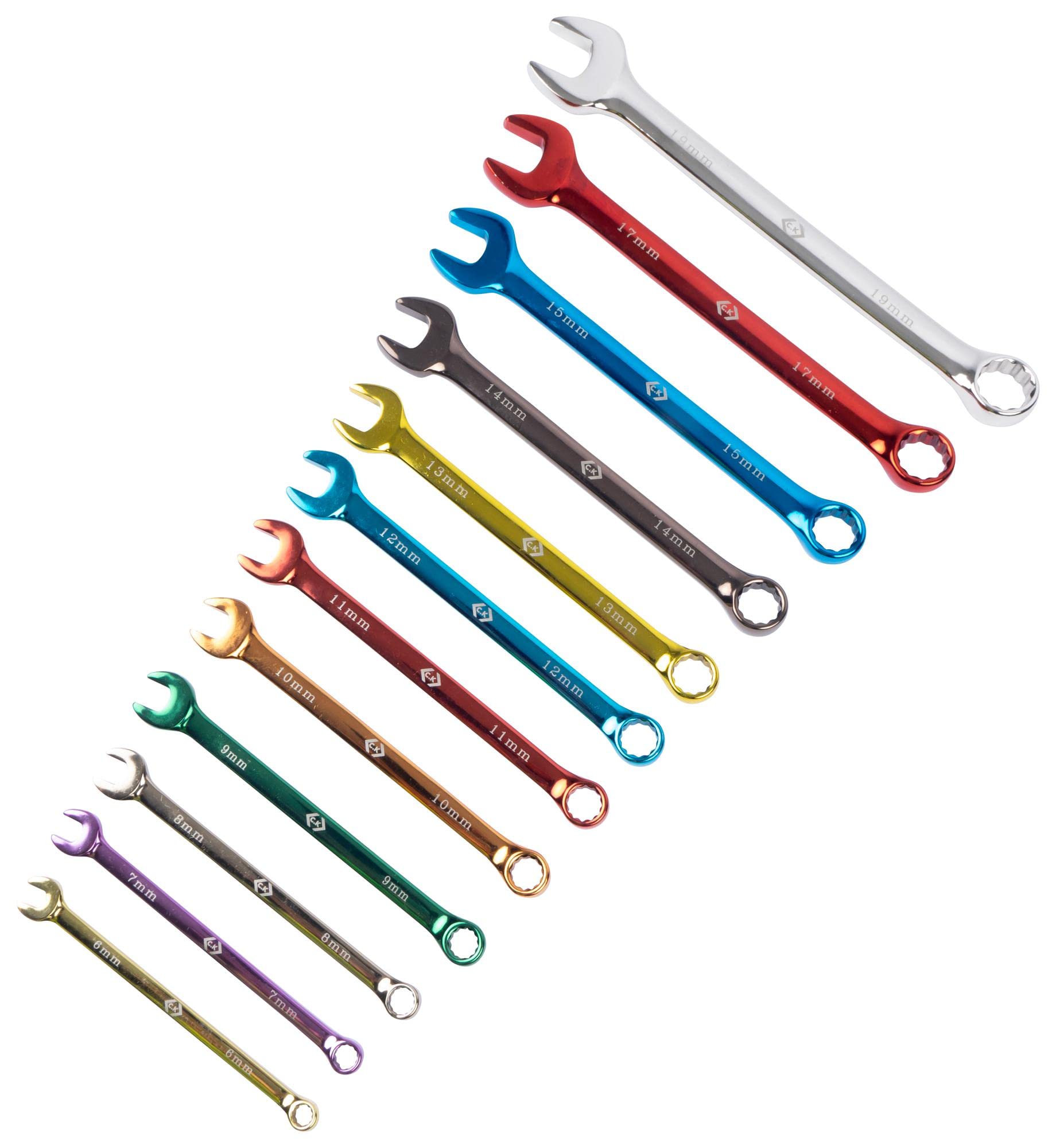 T4346M12ST - Set di Chiavi Combinate con Codice Colore, Utensili da Lavoro, Attrezzi Meccanico, 12 Pezzi