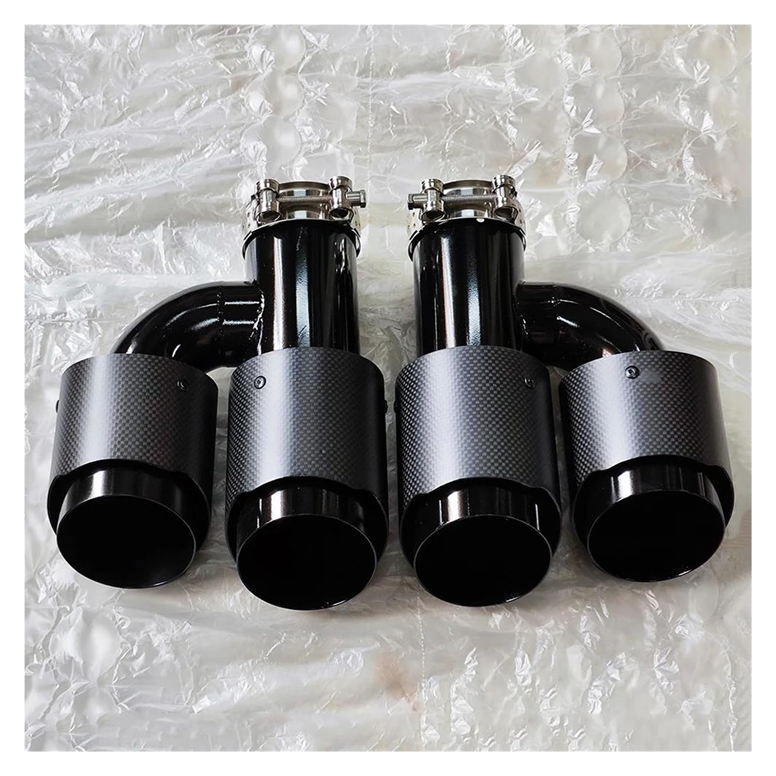 Auspuffblenden 2 Stück H-Typ Dual Car Universal-Auspuffspitzen Matt Schwarz Edelstahl Doppelausgang Auspuffrohre Schalldämpfer Endrohr Auspuffendrohr(ID 63MM-OD 101MM)