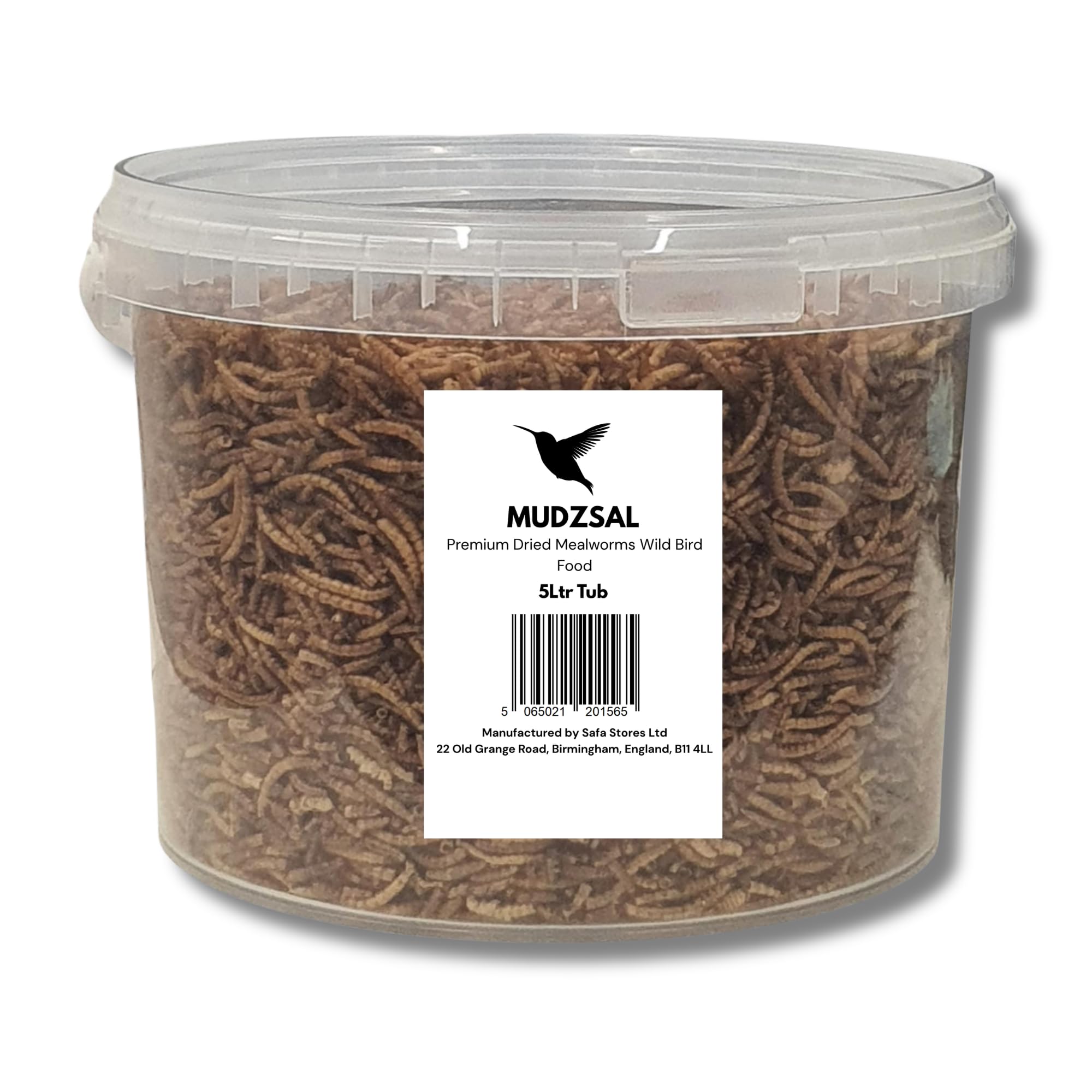 MUDZSAL 5 Litre Mealworms Tub Wild Bird Food – High Energy, No Mess Bird Feed