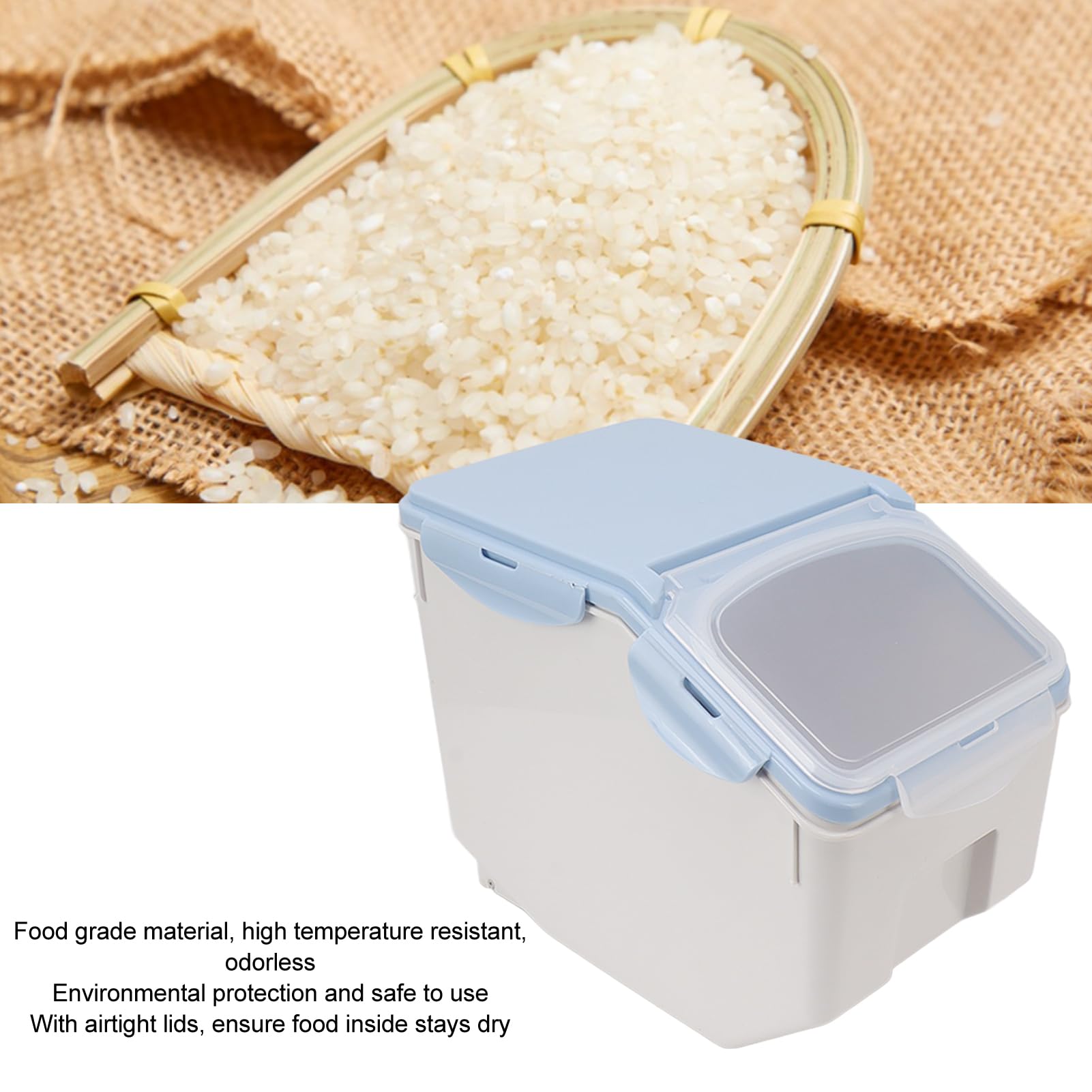 Rijstdispenser, Graandispenser Graan Opslagcontainer 13 Lbs Multi -Granen Dispenser Droog Voedsel Dispenser Rijst Opslagcontainer voor Rijstbonen Granen (WHITE