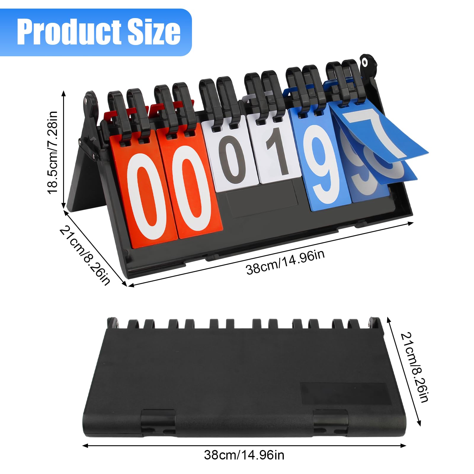 Tabellone Segnapunti Sportivo, Sport Scoreboard Multifunzionale a 6 Cifre, Tabellone Segnapunti Portatile, Tabellone Segnapunti Flip, per Basket, Calcio, Badminton, Tennis