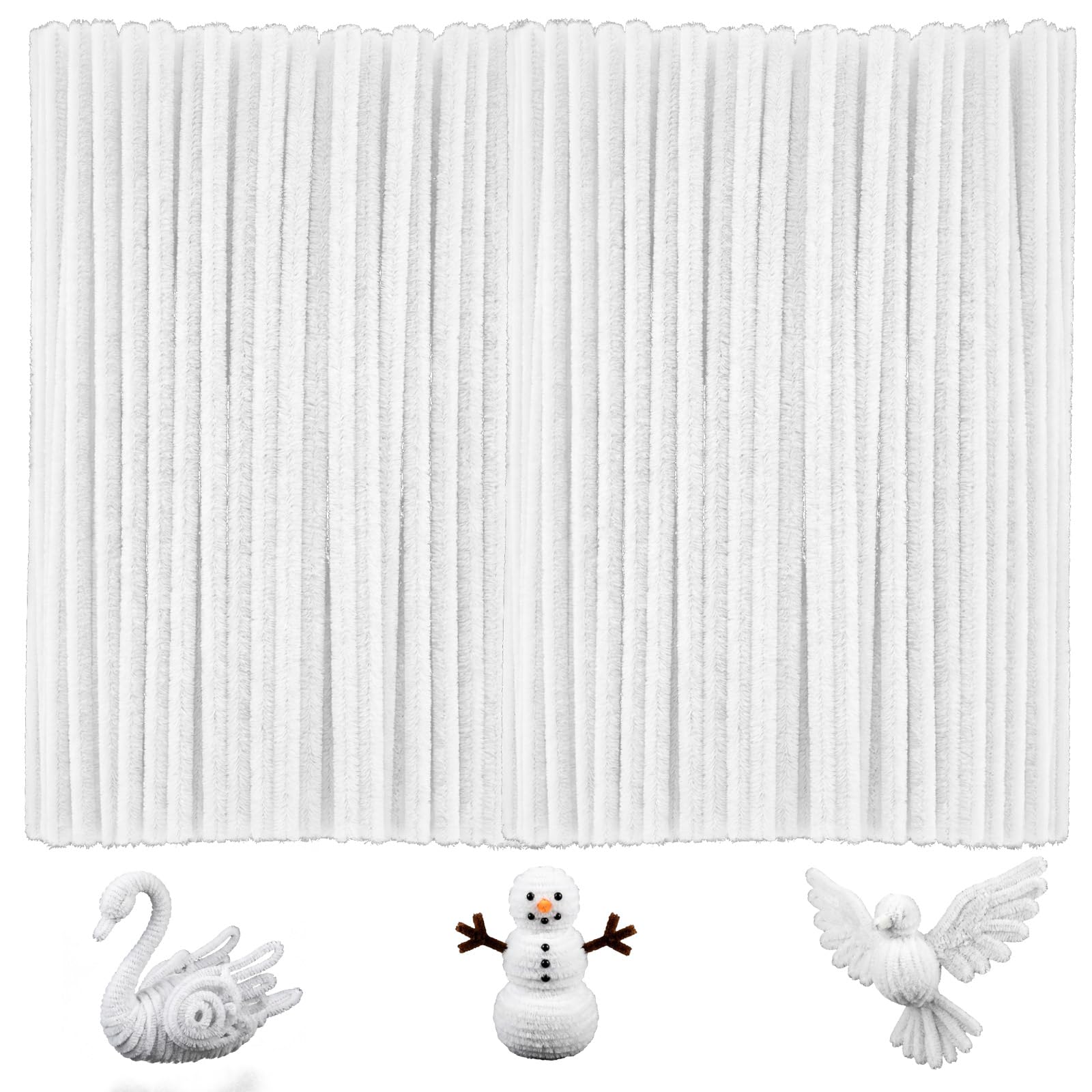 White Pipe Cleaners Craft,200PCS Chenille Stem Squishy Stem Toys,Halloween/Christmas/Easter Decorations Arts and Crafts;Craft Supplies for DIY Flowers Home Decor,Birthday Gifts,Girls Toys Age 8-10