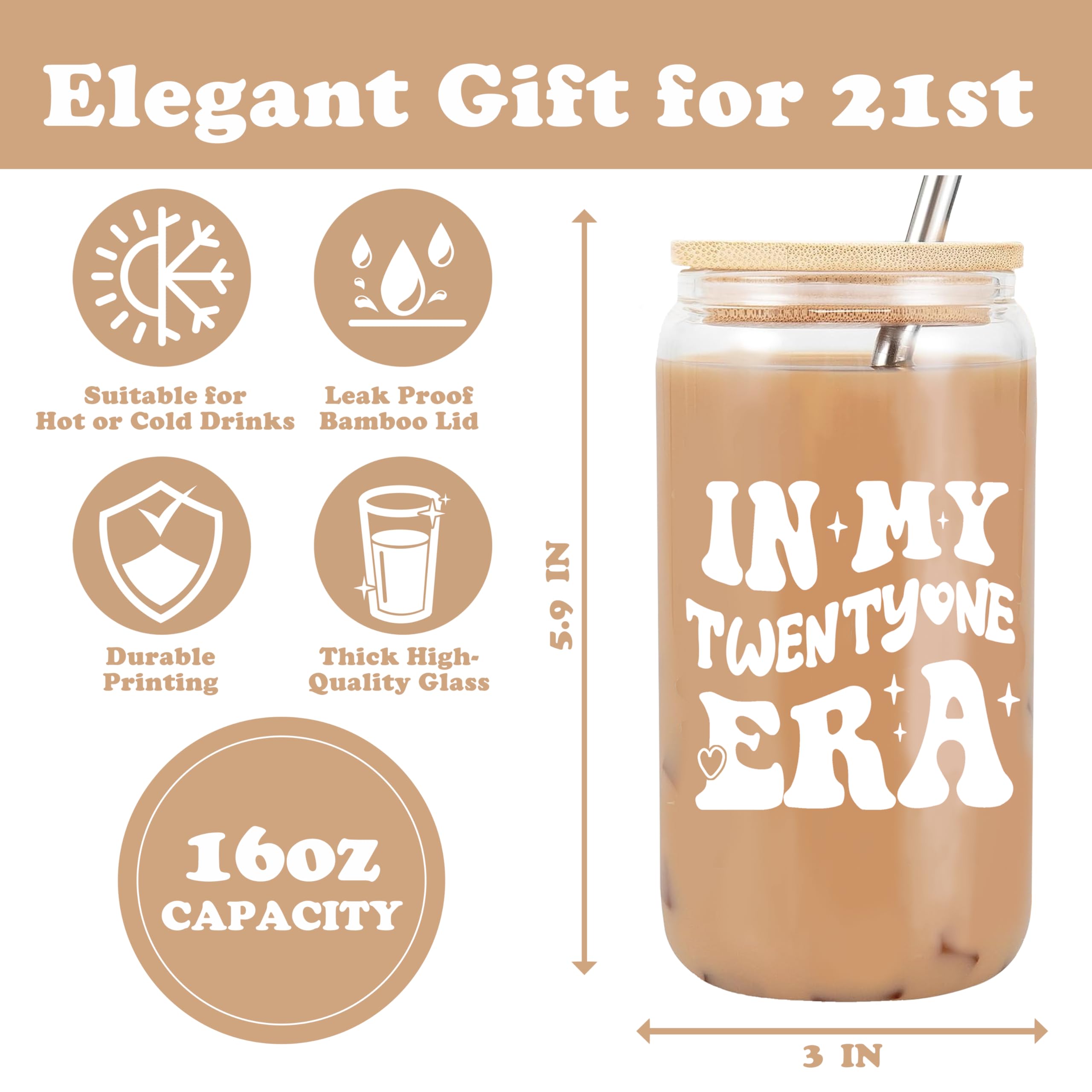 NOOMII Set Regalo 21° Compleanno Per Lei – Tazza Coca Cola, Borsa Trucco, Calzini, Candela E Biglietto In Elegante Confezione Rosa