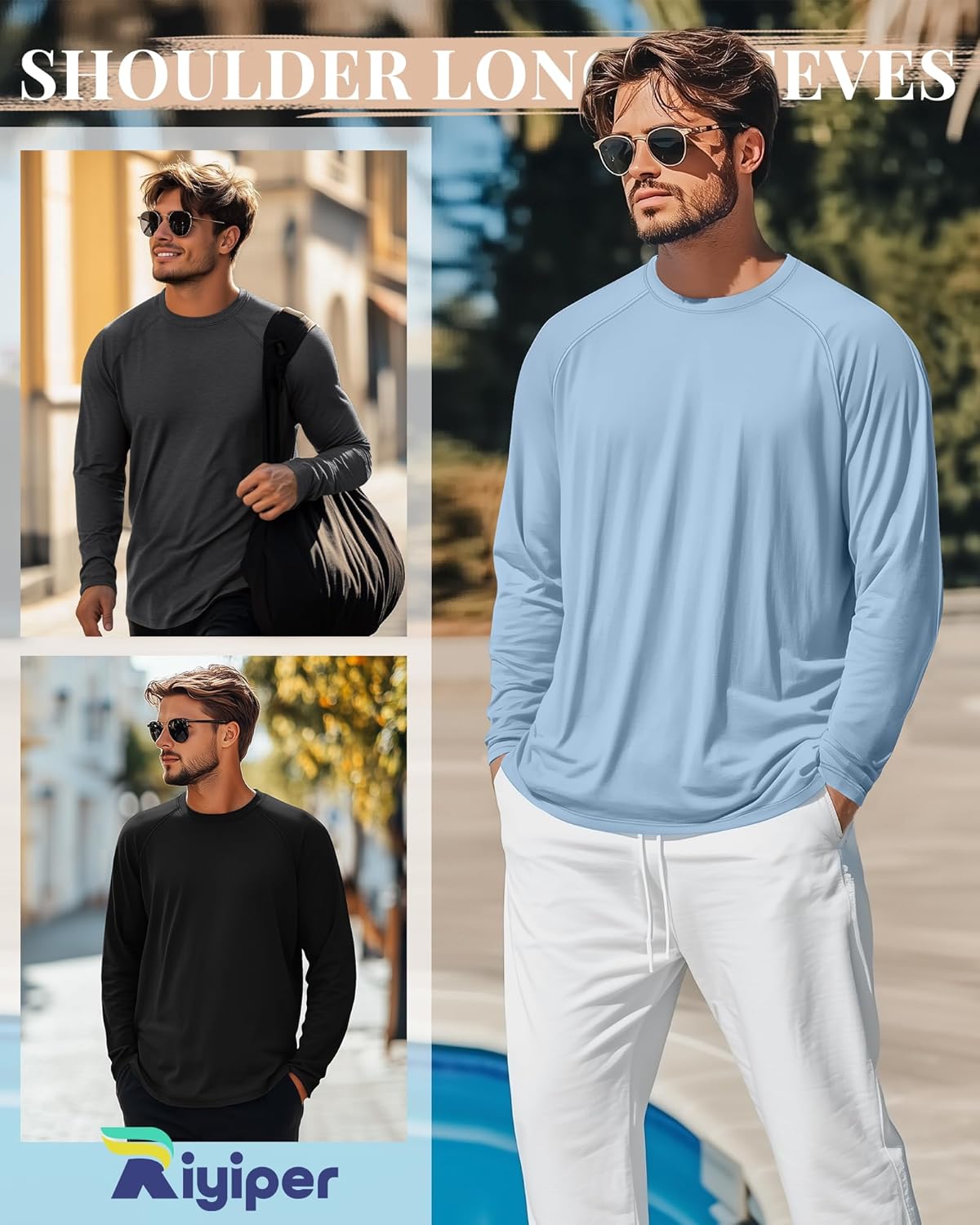 Riyiper 3 Pack Mens Big and Tall Shirts Long Sleeve Crewneck Tops Plus Size Casual Oversized Basic Tee Shirts - Image 5
