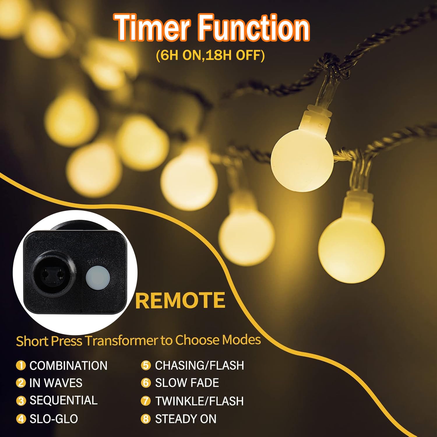 Guirlande Lumineuse, 35M 300LED Guirlande Lumineuse d'Extérieur/Intérieur avec Prise, 8 Modes avec télécommande pour Chambre à Coucher, Fête, Jardin, Noël et Mariage (Blanc Chaud)