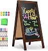 DOLLAR BOSS 40 x 20 A-Frame Chalkboard Sign Double-Sided Magnetic Sandwich Board Solid Pine Wood Frame Stable Freestanding Menu Display for Outdoor, Café, Wedding, Business, Dark Brown