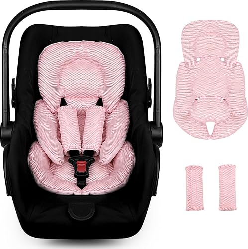 Miniatura 9 de Inserto de asiento de automóvil infantil para niñas recién nacidas, insertos de asiento de automóvil de malla de verano con almohadillas para