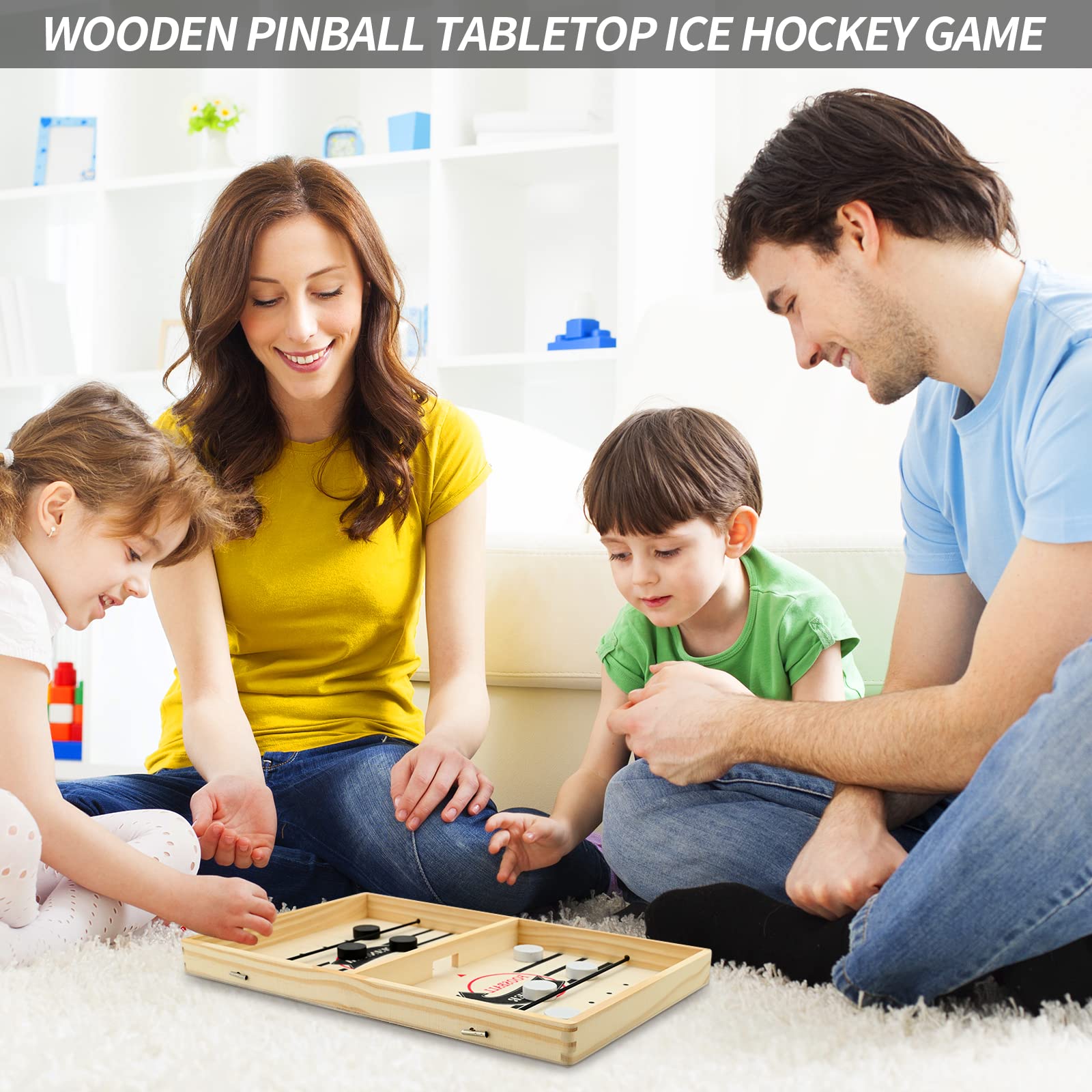 Hockey Brettspiel Fast Sling Puck – 2-in-1 Tischhockey, 36x23 Cm, Aus Holz, Für Kinder & Familie
