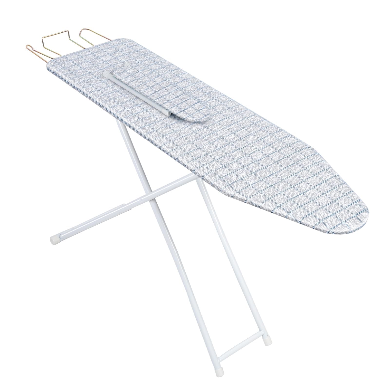 Worparsen Blue Extra Wide Folding Ironing Board, 4 Adjustable Heights With Silicon Iron Rest,Lightweight 4-Leg Metal Frame For Home Laundry (, 107Cm)