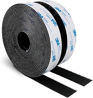 3M Hook and Loop Self Adhesive Tape 3/4" x 20Ft 9448A Sticky Back Interlocking Nylon Fabric Fastener Heavy Duty Adhesion Strip Tape Black(9448AD)