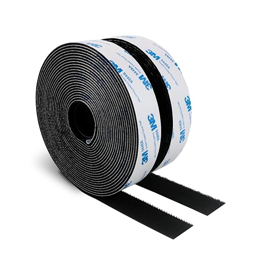 3M Hook and Loop Self Adhesive Tape 3/4" x 20Ft 9448A Sticky Back Black | Interlocking Nylon Fabric Fastener Heavy Duty Adhesion Strip Tape