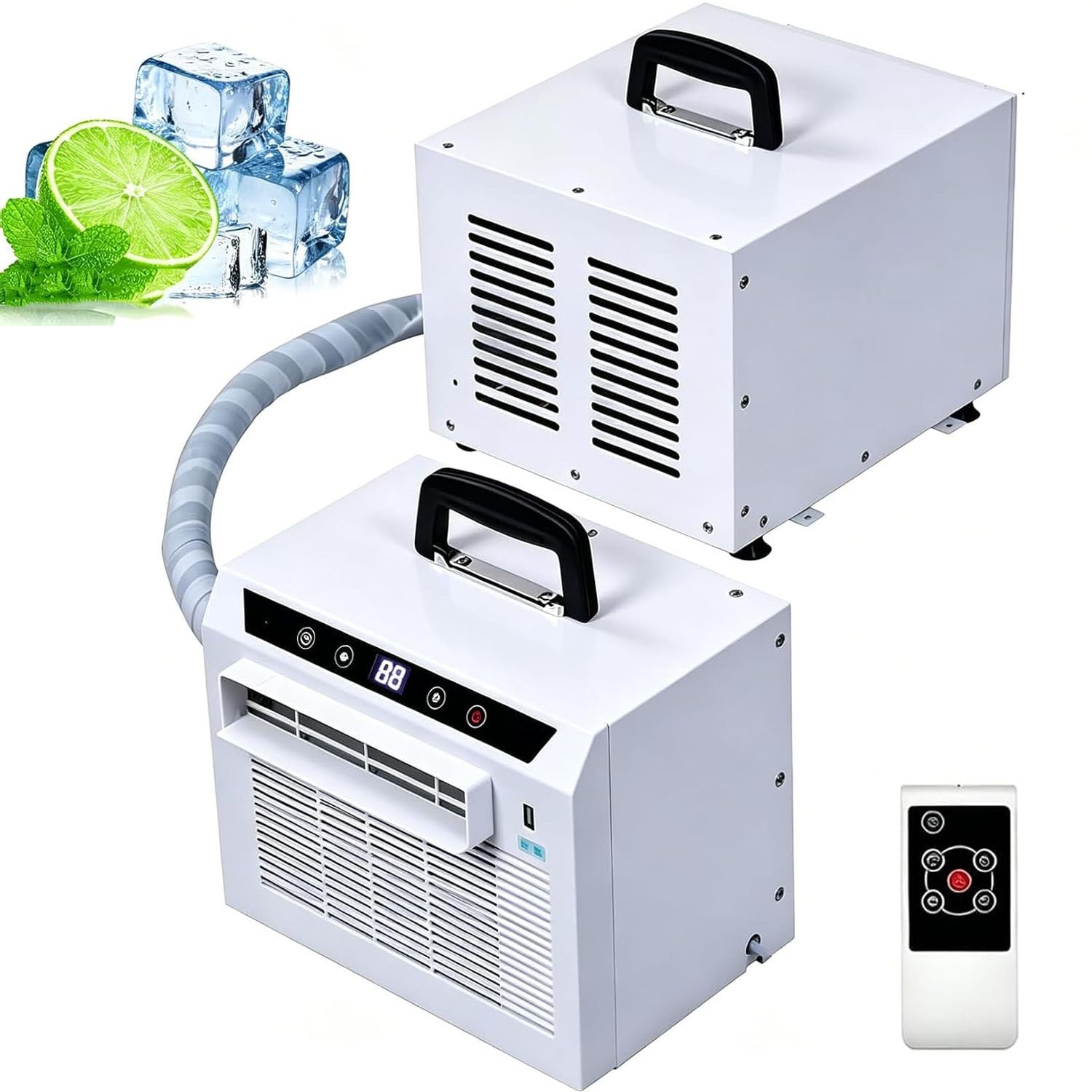 GLBMXDD Portable Split Air Conditioner 3000 BTU, Camping AC Unit with Remote Control, 12H Timer, Camping Air Conditioner for Tent, RV, Home, Office, Camping, Easy No Assembly 1-meterconnectingpipe
