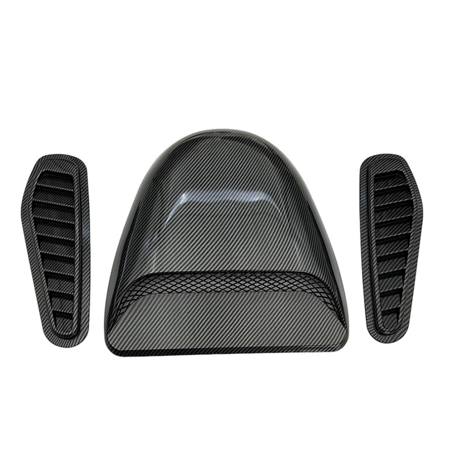 Ozdobna osłona maski samochodu, uniwersalna Kratka wlotu powietrza | Naklejka na nawiew maski silnika z automatyczną regulacją przepływu powietrza(3pcs carbon fiber)