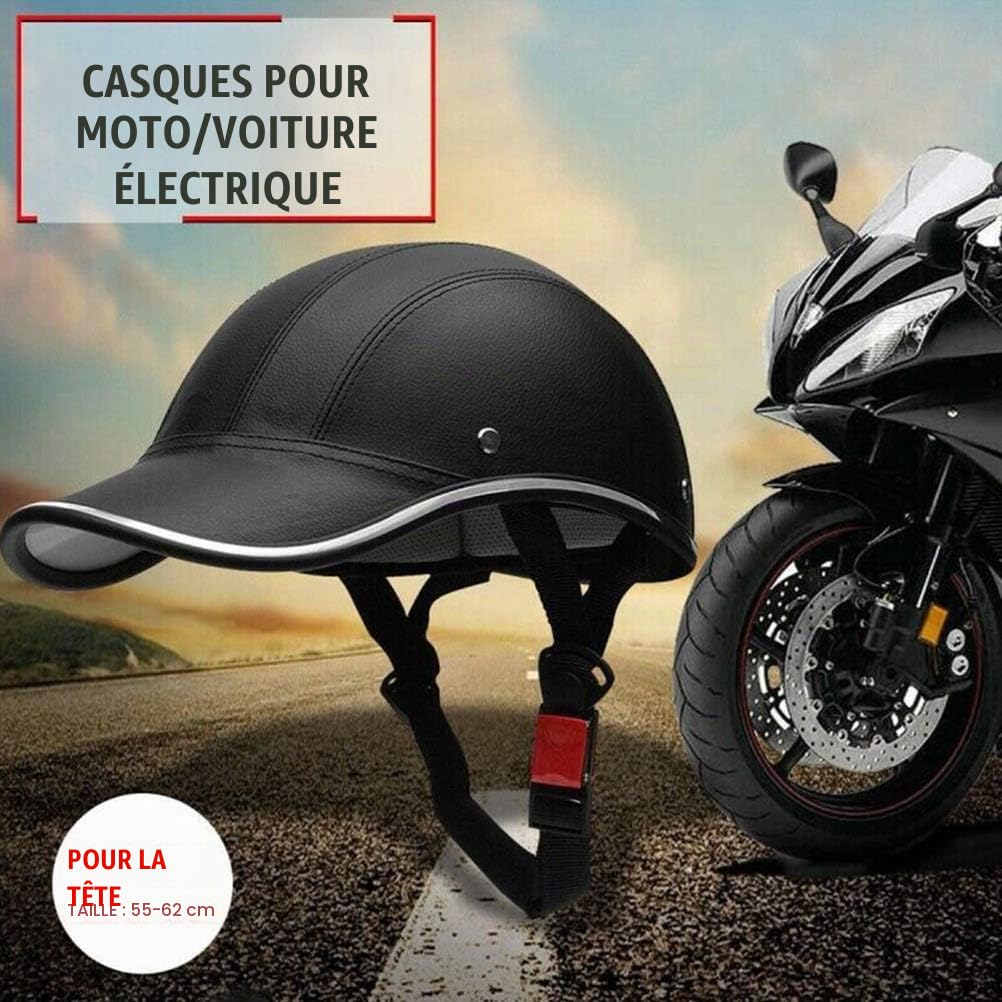 Demi-casque de moto - Casquette de baseball - Casque de protection anti-UV - Style vintage