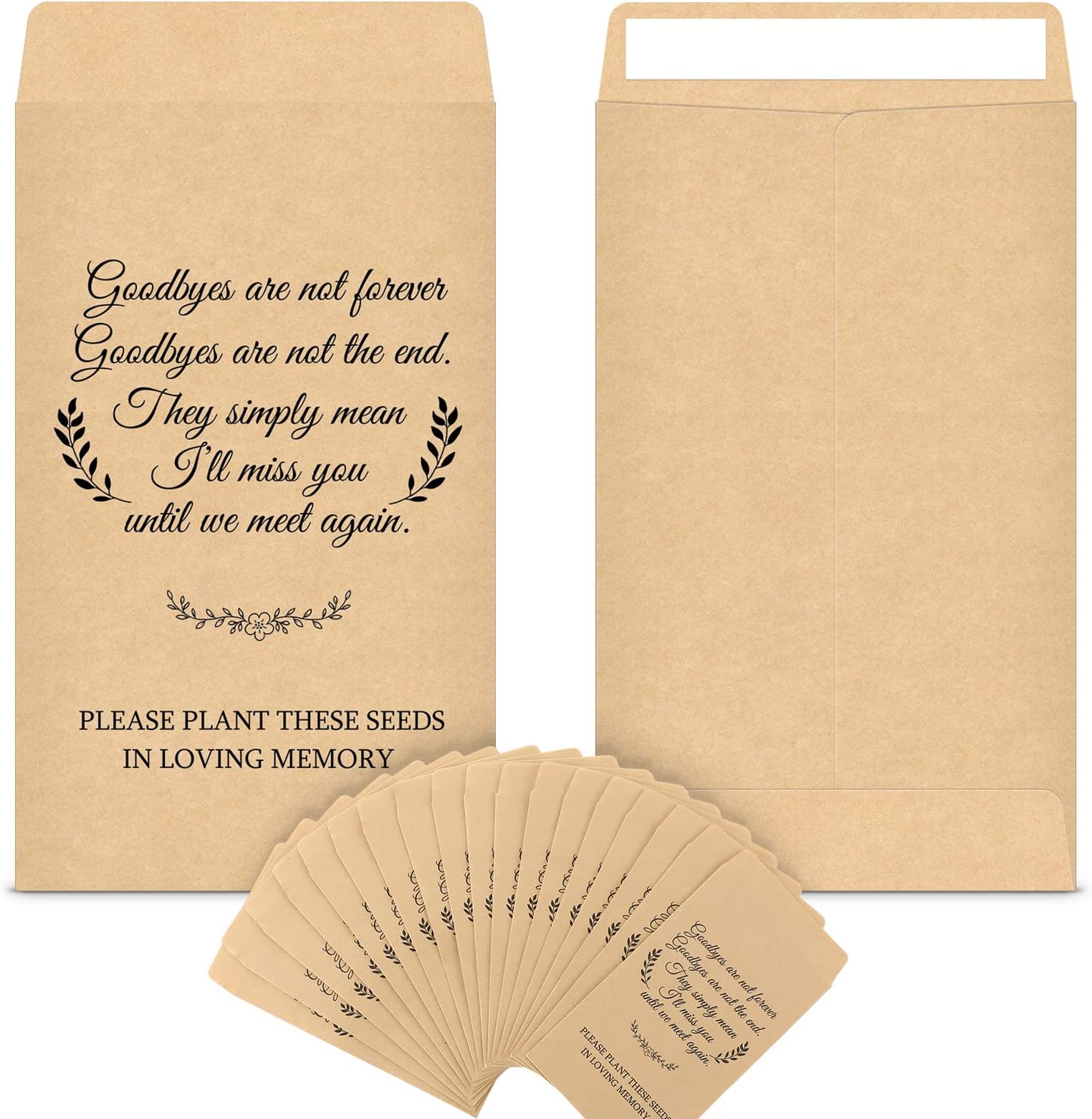 Fumete 120 Pack Memorial Seed Packets Bulk Memorial Day Coin Envelopes Kraft Small Celebration of Life Funeral Favors for Guests Veterans Day Sentimental Funeral Service Gift, 3.9 x 2.4 Inch